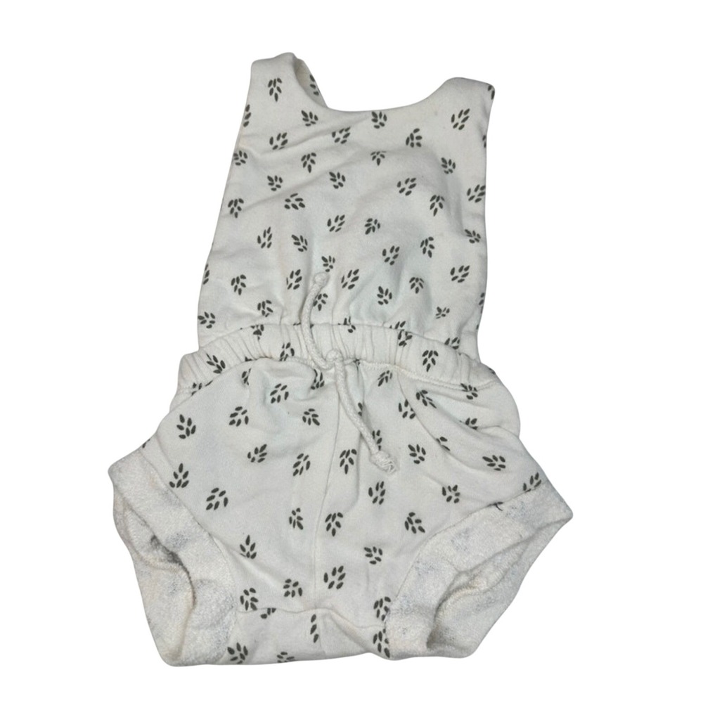 Childhood Clothing Leaf Print Romper Kids 18-24M Cream French Terry Sleeveless